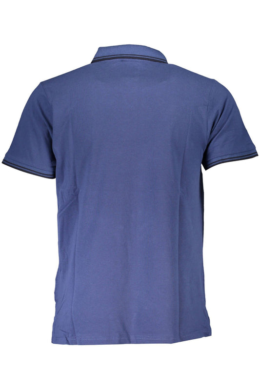 Blue Cotton Men Polo Shirt
