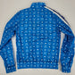 Women's Blue Nylon Bomber Jacket White Logo Print