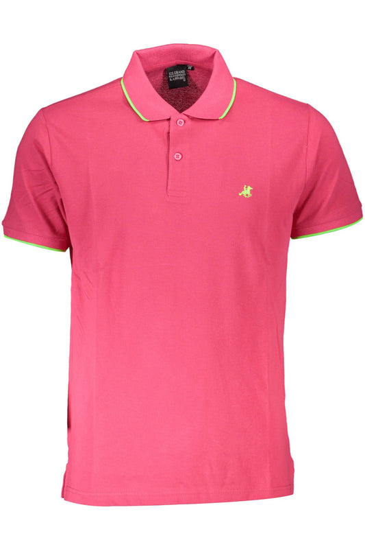 Pink Cotton Men Polo Shirt