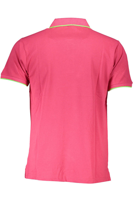 Pink Cotton Men Polo Shirt