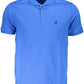 Blue Cotton Men Polo Shirt