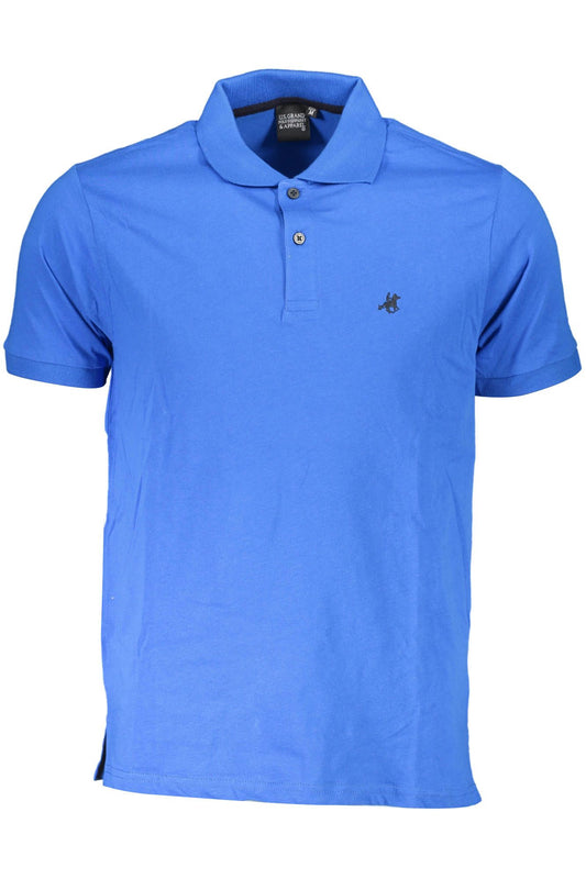 Blue Cotton Men Polo Shirt