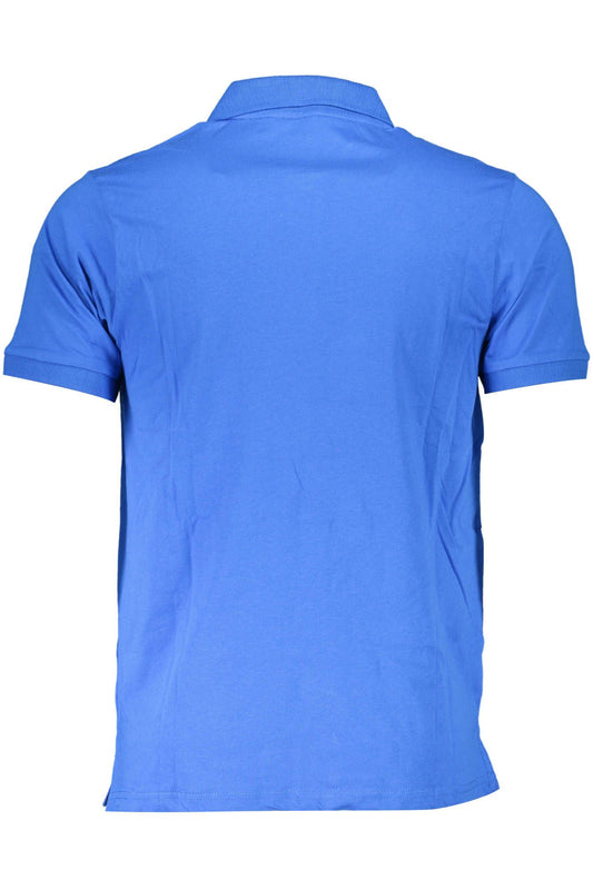 Blue Cotton Men Polo Shirt