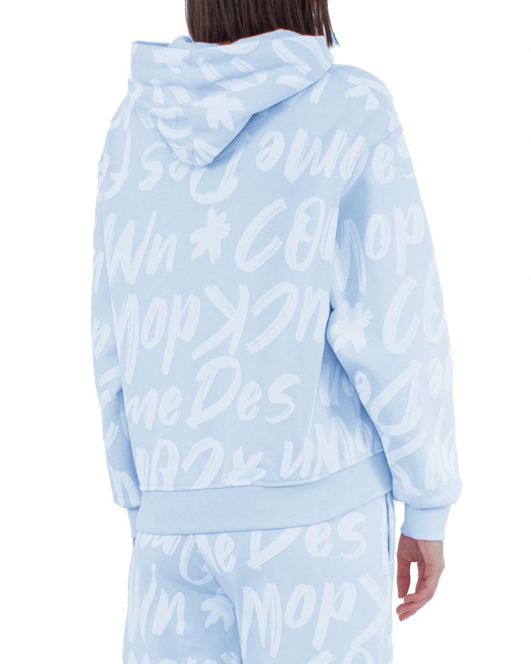 Chic Light Blue Cotton Hooded Sweatshirt