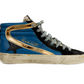 Iconic Black Blue Leather Sneakers