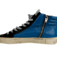 Iconic Black Blue Leather Sneakers