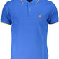 Blue Cotton Men Polo Shirt