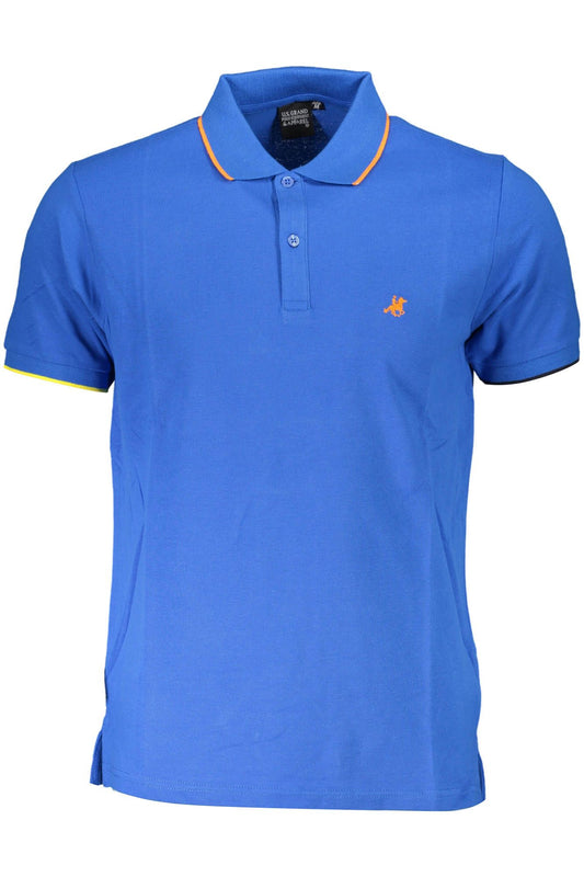 Blue Cotton Men Polo Shirt