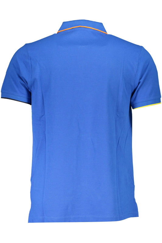 Blue Cotton Men Polo Shirt