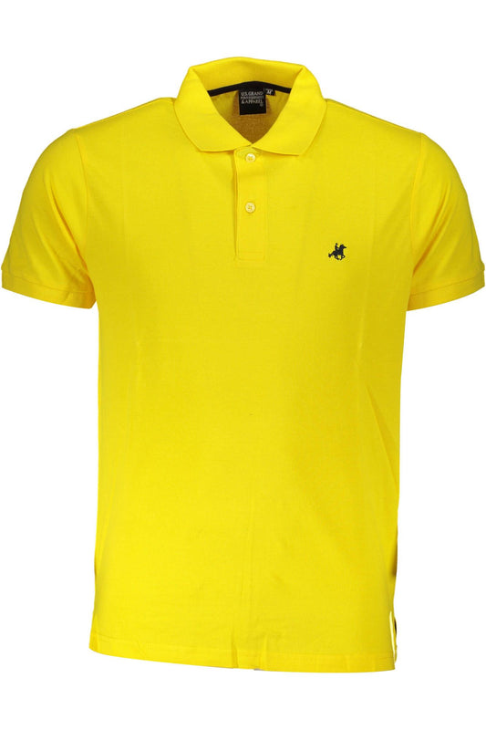 Yellow Cotton Men Polo Shirt