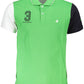 Green Cotton Men Polo Shirt