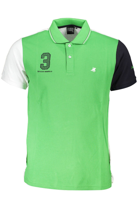 Green Cotton Men Polo Shirt