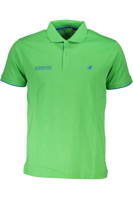 Green Cotton Men Polo Shirt