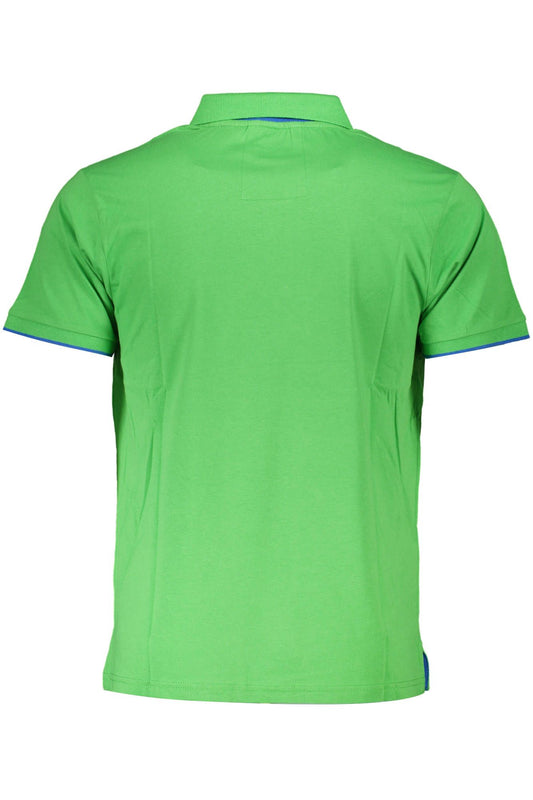 Green Cotton Men Polo Shirt