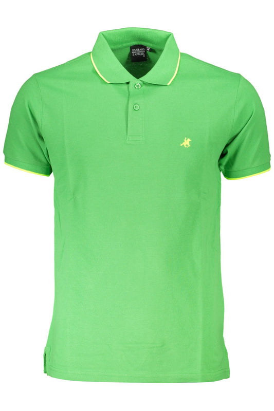 Green Cotton Men Polo Shirt