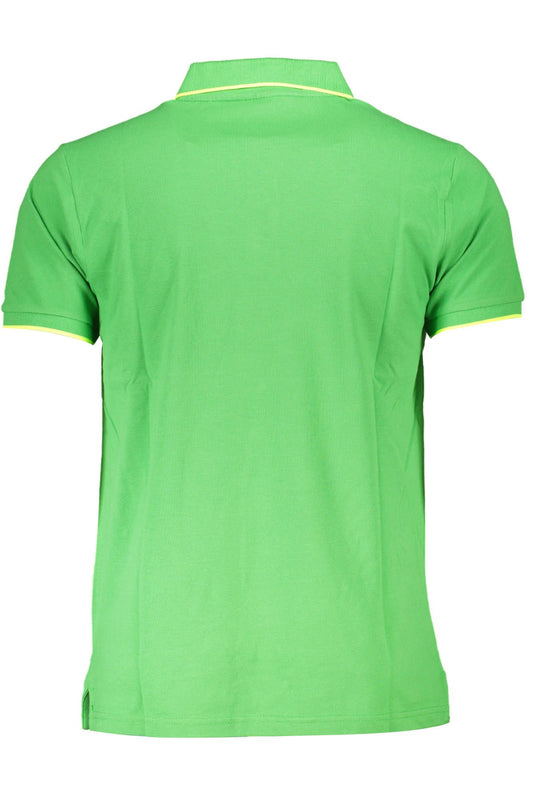 Green Cotton Men Polo Shirt