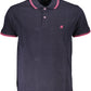 Blue Cotton Men Polo Shirt