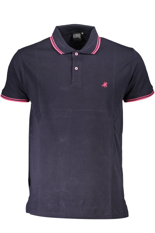 Blue Cotton Men Polo Shirt