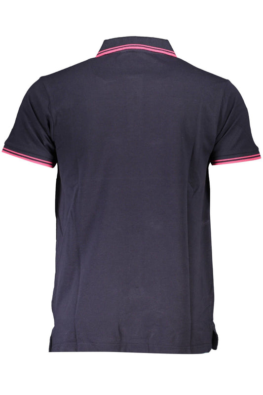 Blue Cotton Men Polo Shirt