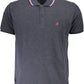 Blue Cotton Men Polo Shirt
