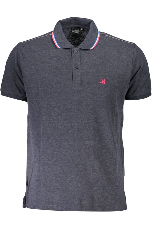 Blue Cotton Men Polo Shirt