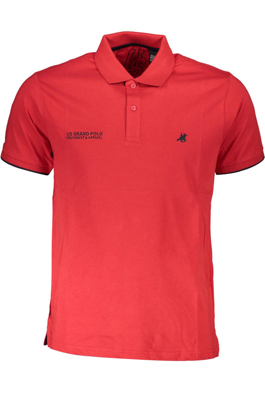 Red Cotton Men Polo Shirt