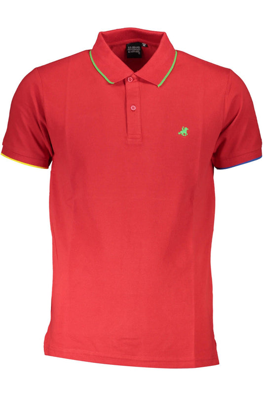 Red Cotton Men Polo Shirt