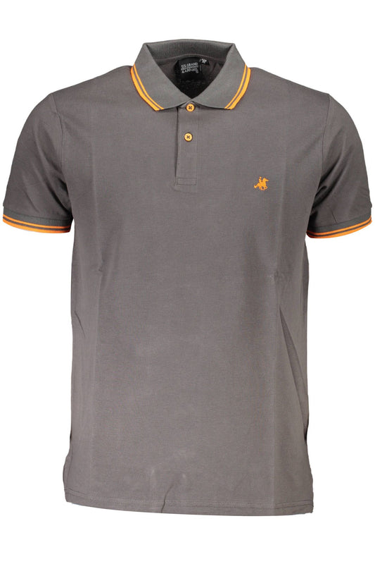 Gray Cotton Men Polo Shirt