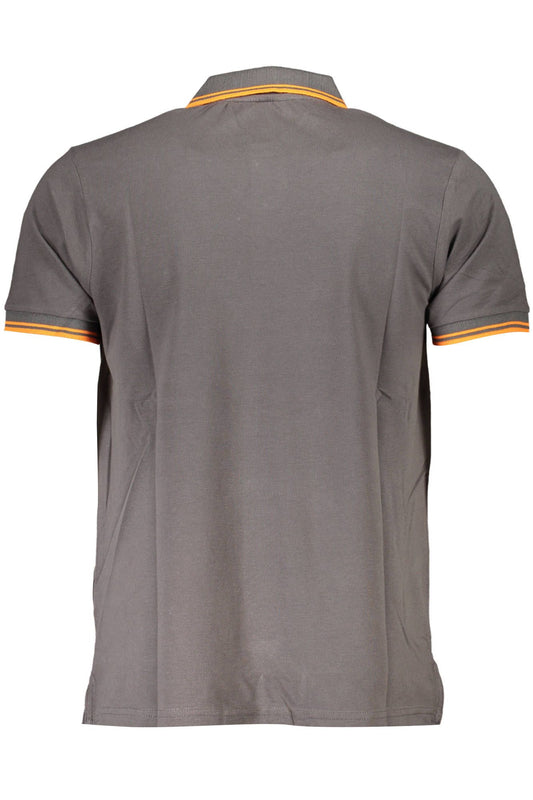 Gray Cotton Men Polo Shirt