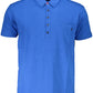 Blue Cotton Men Polo Shirt