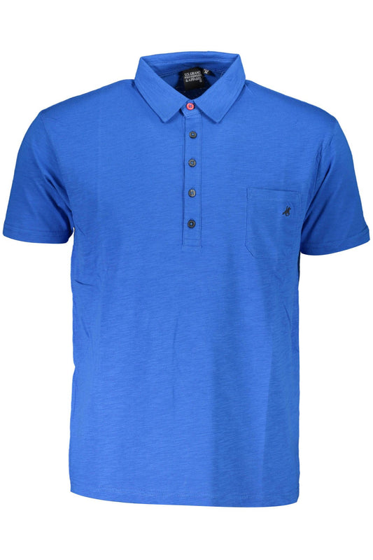 Blue Cotton Men Polo Shirt
