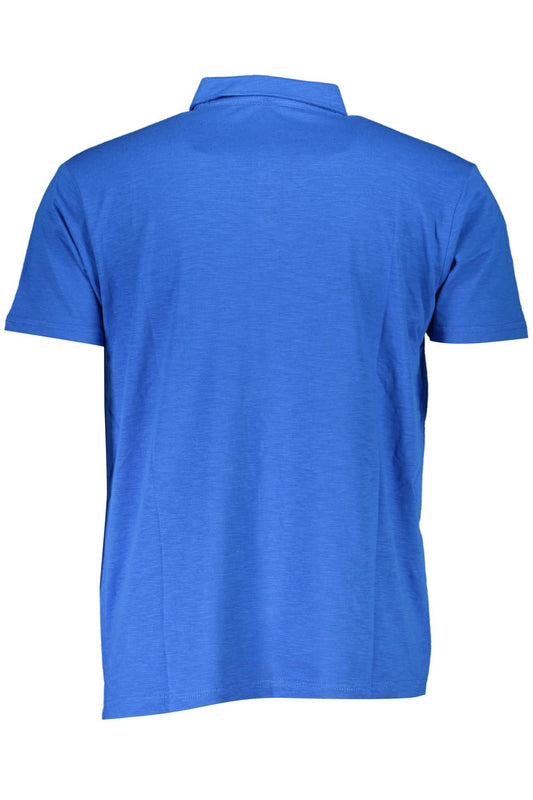 Blue Cotton Men Polo Shirt