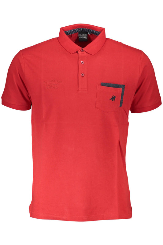 Red Cotton Men Polo Shirt
