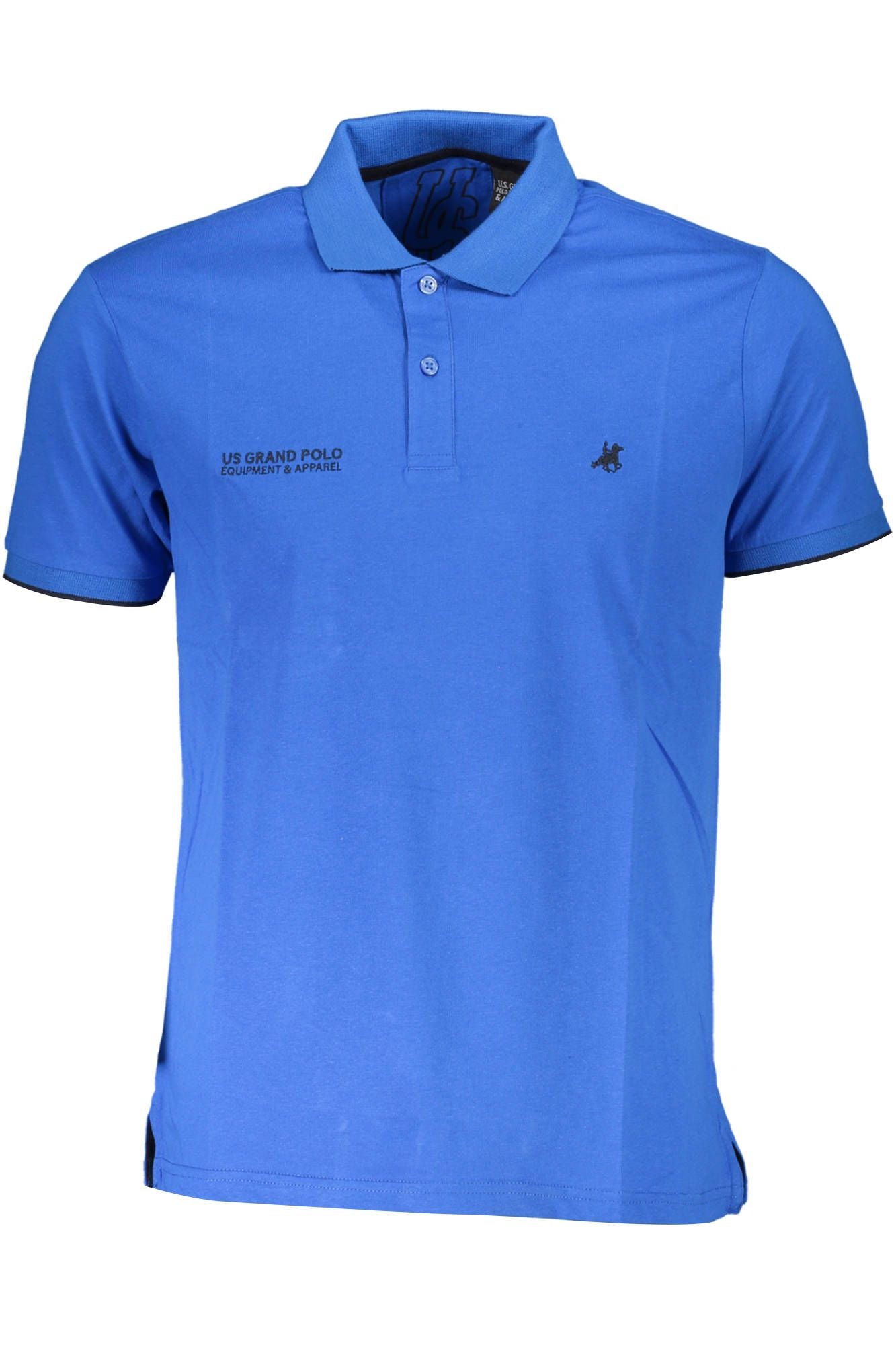Blue Cotton Men Polo Shirt