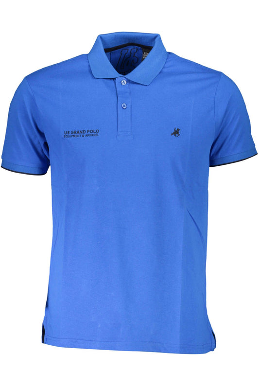 Blue Cotton Men Polo Shirt