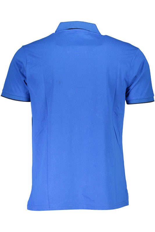 Blue Cotton Men Polo Shirt