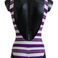 Chic Purple Striped One-Piece Swimsuit