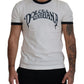 Elegant White Logo Print Crewneck Tee