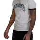 Elegant White Logo Print Crewneck Tee