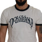 Elegant White Logo Print Crewneck Tee