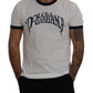 Elegant White Logo Print Crewneck Tee