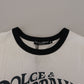 Elegant White Logo Print Crewneck Tee