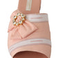 Crystal Embellished Silk Slides in Pink
