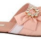 Crystal Embellished Silk Slides in Pink