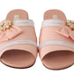 Crystal Embellished Silk Slides in Pink
