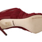 Red Tulle Mesh Beige Ankle Boots