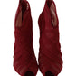 Red Tulle Mesh Beige Ankle Boots