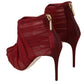 Red Tulle Mesh Beige Ankle Boots