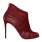 Red Tulle Mesh Beige Ankle Boots