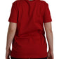 Red Cotton Round Neck Tee with Crown Print